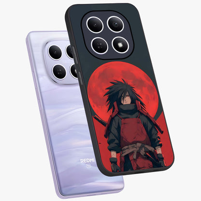 Crimson Moon Warlord Glass Case displayed in angled mockup highlighting dramatic crimson moon design with fantasy aesthetic.
