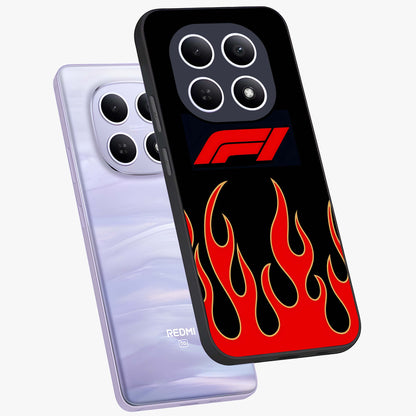 Fire F11 Glass Case displayed in angled mockup highlighting bold fire inspired graphic with energetic aesthetic style.