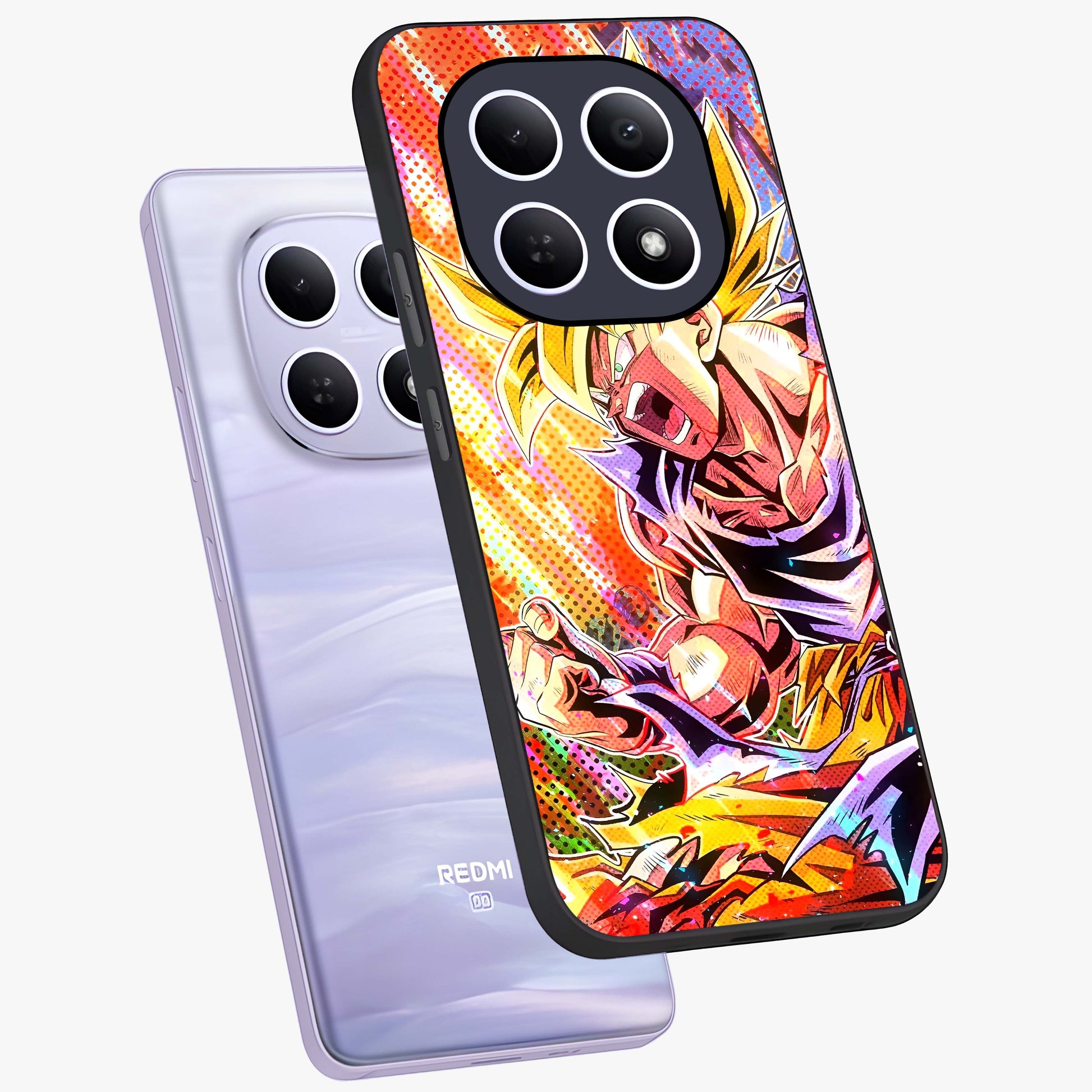Firing Goku Glass Case displayed in angled mockup highlighting dynamic anime character design with action aesthetic.