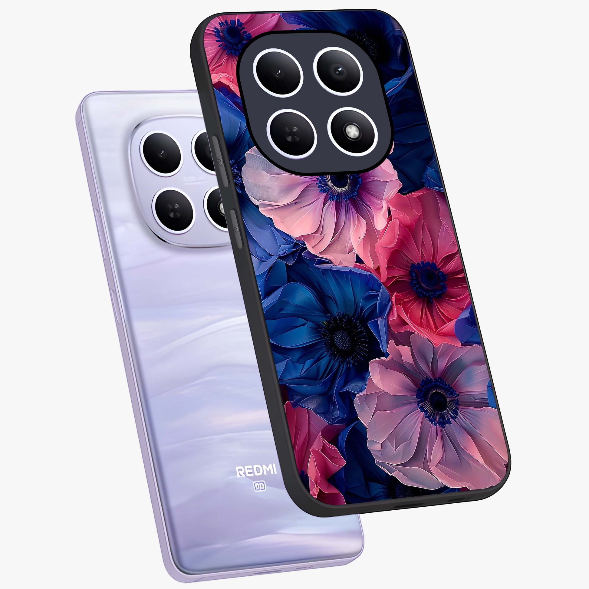 Flower Paper Art Pattern Glass Case displayed in angled mockup highlighting layered paper flower design with artistic aesthetic.