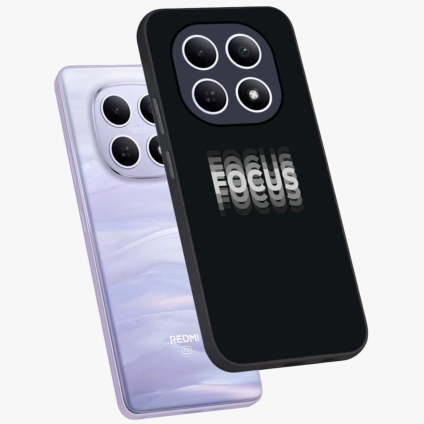 Focus Mode On Glass Case displayed in angled mockup highlighting clean minimal text artwork with modern aesthetic style.