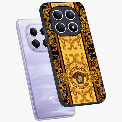 Golden Lotus Glow Glass Case displayed in angled mockup highlighting radiant lotus illustration with spiritual aesthetic.