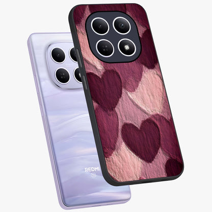 Layered Paper Hearts Glass Case displayed in angled mockup highlighting creative paper craft heart design with romantic aesthetic.