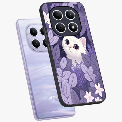 Lilac Hide Peek Cat Glass Case displayed in angled mockup highlighting playful feline illustration with lilac aesthetic design.