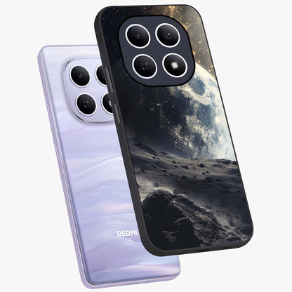 Lunar Horizon Glow Glass Case displayed in angled mockup highlighting celestial moon design with dreamy night aesthetic.