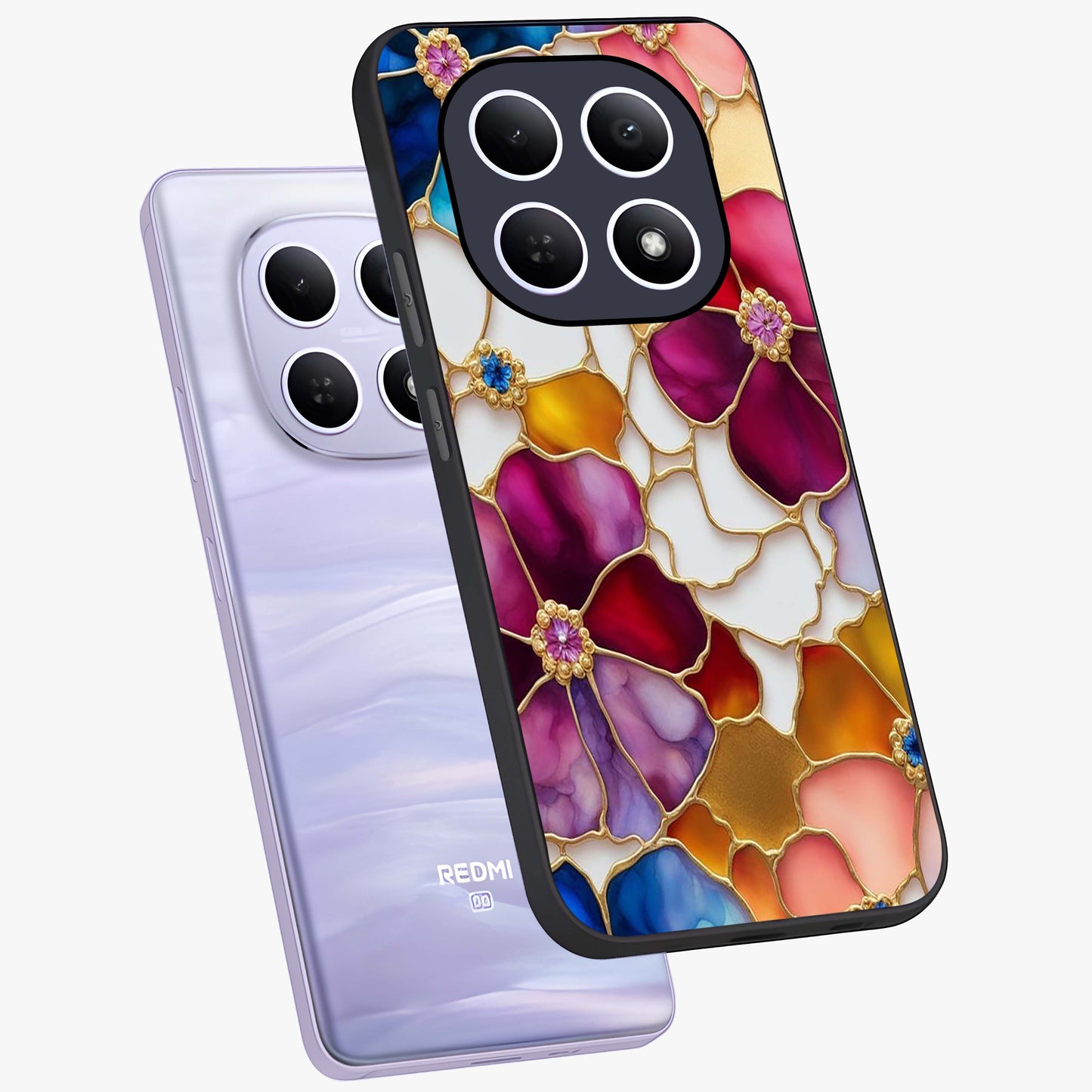 Marble Flower Pattern Glass Case displayed in angled mockup highlighting elegant marble floral design with modern aesthetic.
