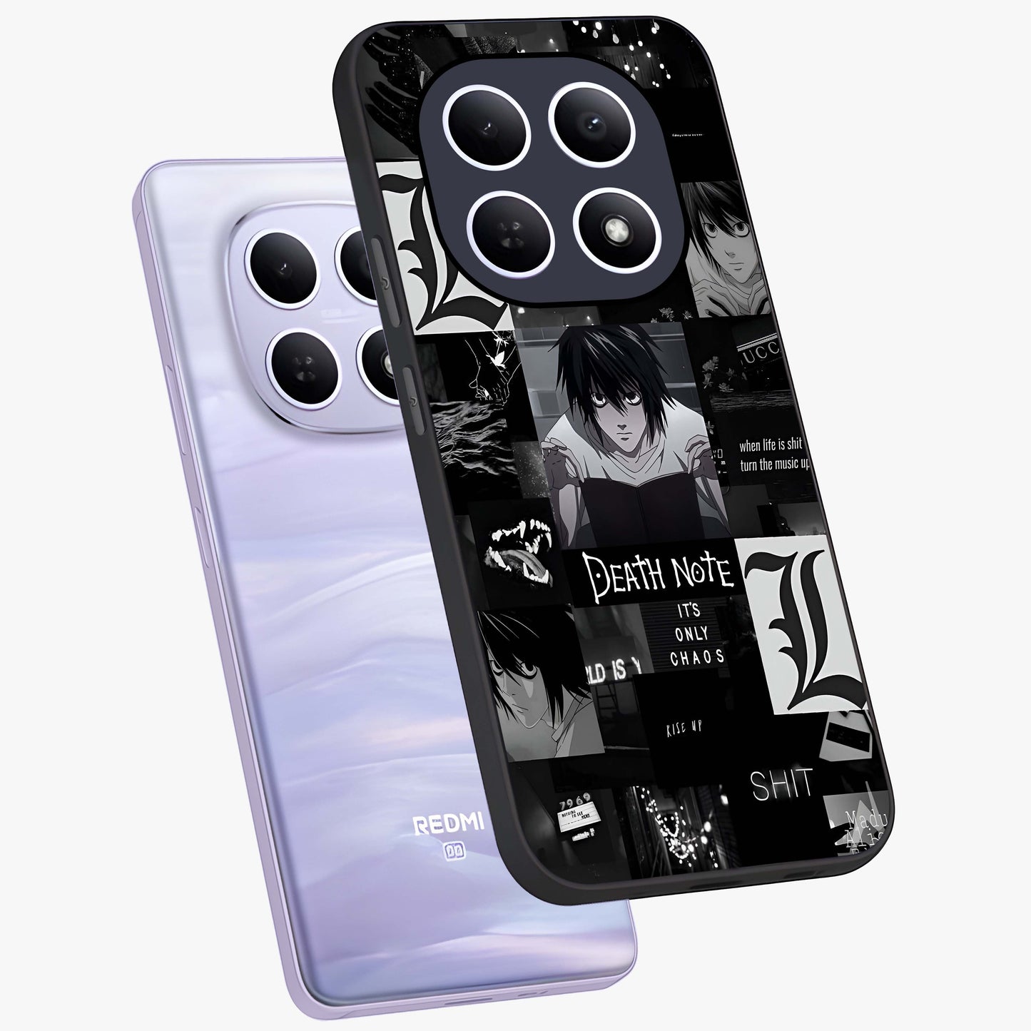 Midnight Chaos Mind Glass Case displayed in angled mockup highlighting chaotic artistic design with dramatic midnight aesthetic.