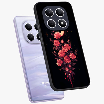 Moonlit Floral Elegance Glass Case displayed in angled mockup highlighting graceful flower design with soft moonlight aesthetic.