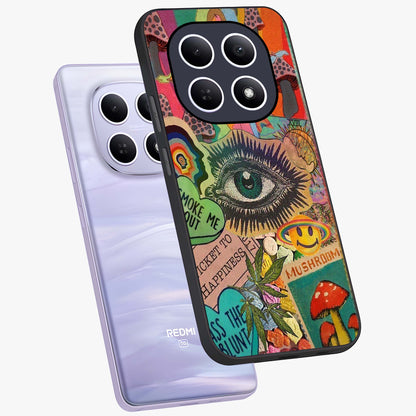 Mystic Eye Wonderland Glass Case displayed in angled mockup highlighting magical eye illustration with dreamy aesthetic.