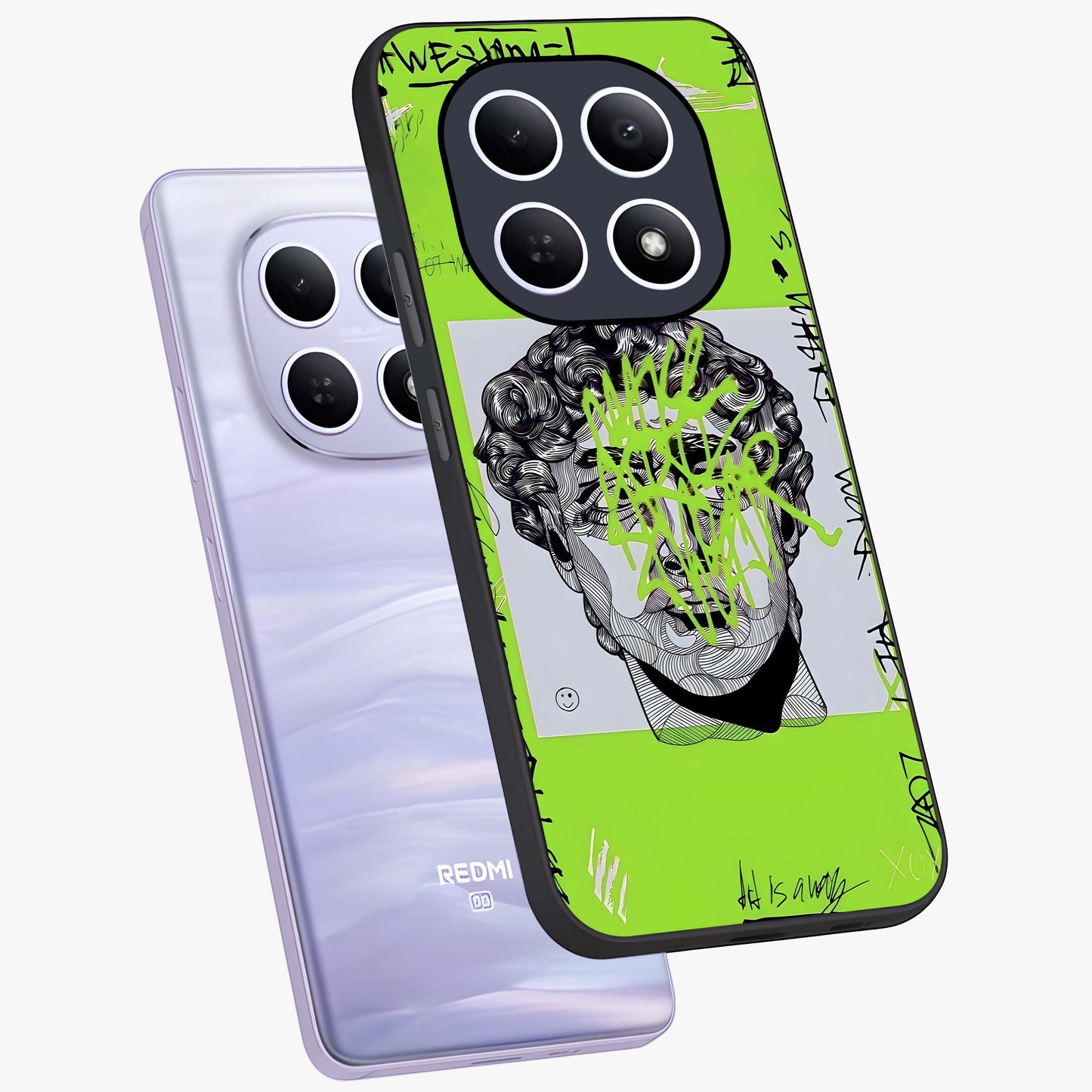 Neo Graffiti Rebellion Glass Case displayed in angled mockup highlighting urban street art design with rebellious aesthetic.