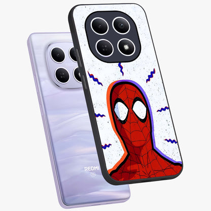 Omg Spiderman Glass Case displayed in angled mockup highlighting dynamic hero illustration with action comic aesthetic.