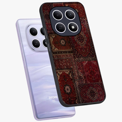 Persian Velvet Tale Glass Case displayed in angled mockup highlighting ornate textile inspired design with royal aesthetic.