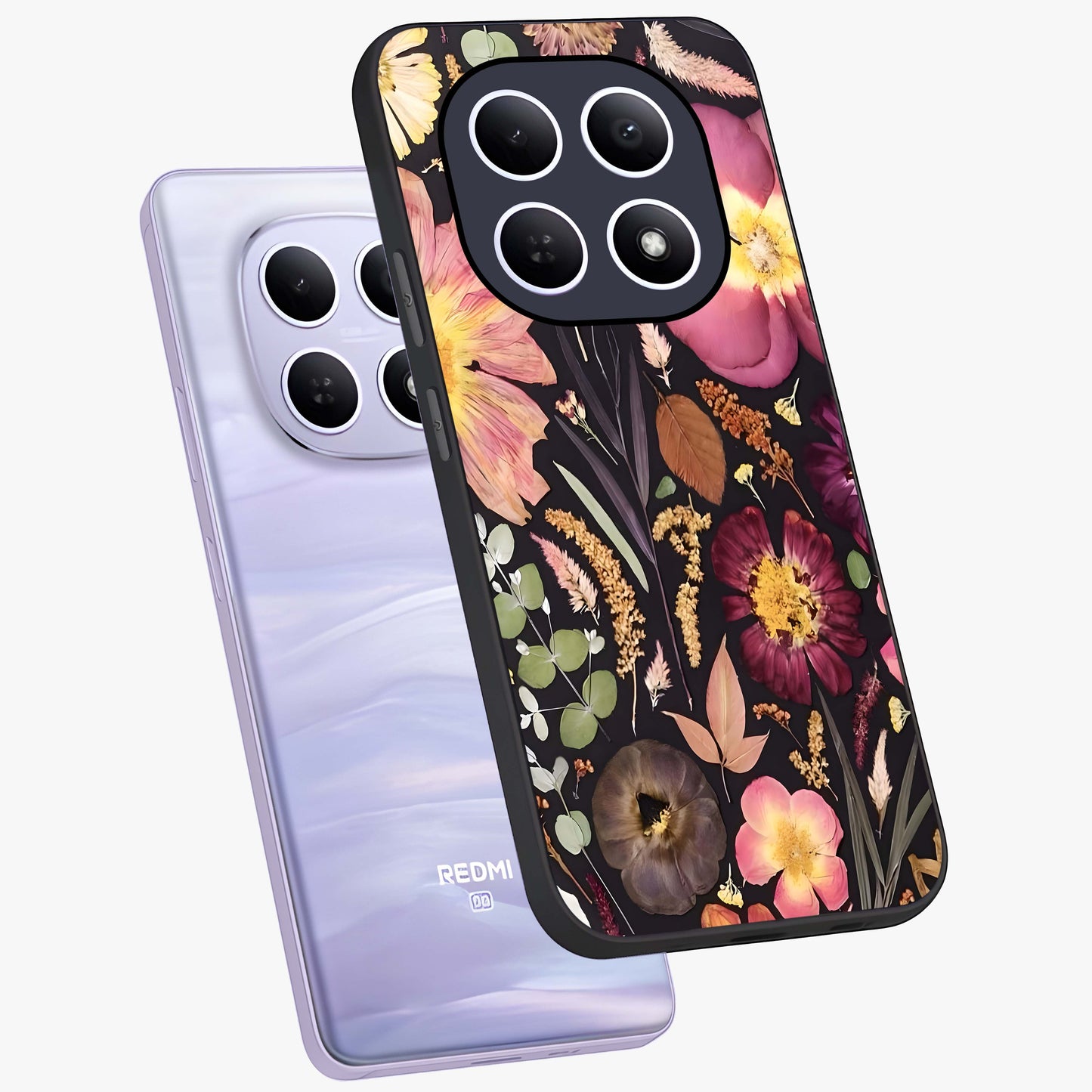 Petal Dream Tapestry Glass Case displayed in angled mockup highlighting decorative petal pattern with elegant botanical aesthetic.