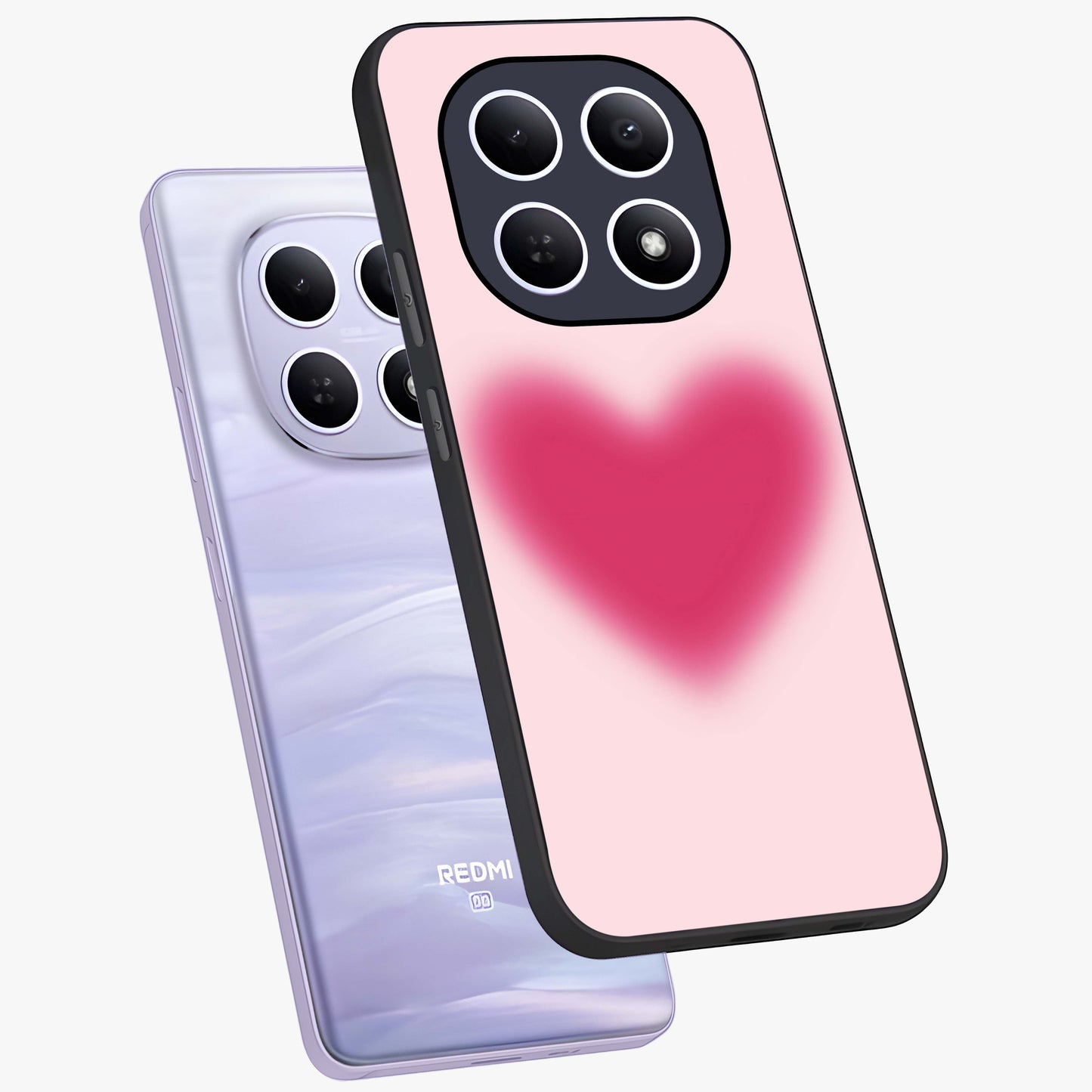 Pink Aura Heart Glass Case displayed in angled mockup highlighting vibrant pink heart design with dreamy aura aesthetic.