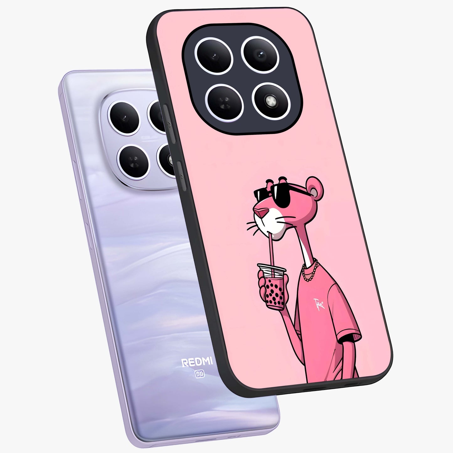 Pink Panther Glass Case displayed in angled mockup highlighting playful cartoon character design with vibrant pink aesthetic.