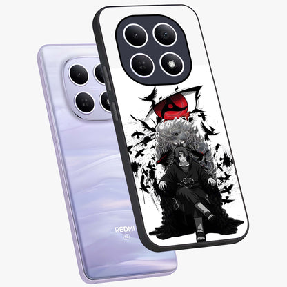 Uchiha Shadow Throne Glass Case displayed in angled mockup highlighting glowing aquatic design with celestial aesthetic.