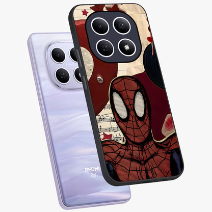 Web Warrior Vibes Glass Case displayed in angled mockup highlighting dynamic web design with comic style aesthetic.