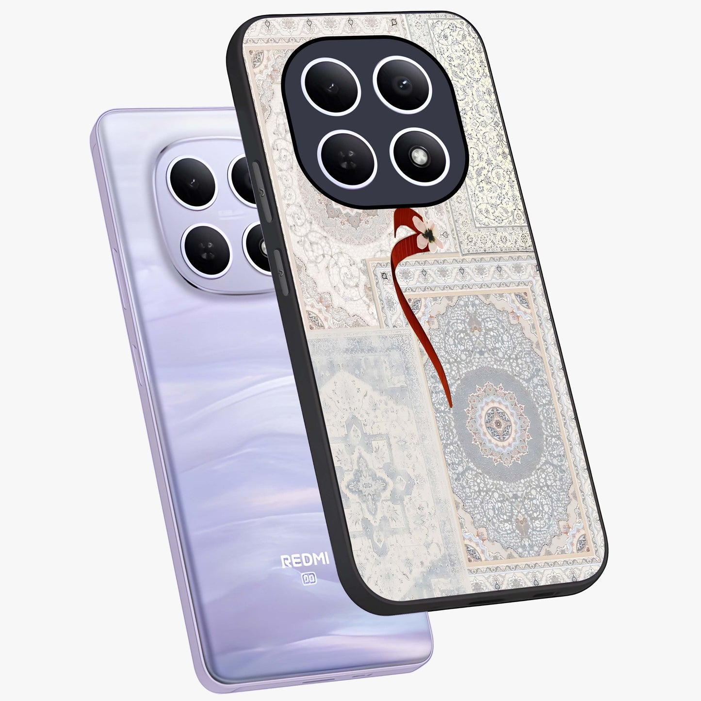 White Aesthetic Bow Glass Case displayed in angled mockup highlighting clean bow design with soft aesthetic style.