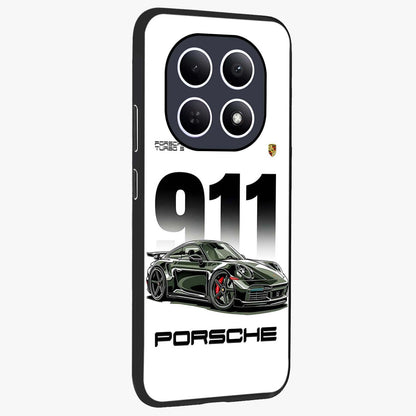 911 Turbo Dominance Glass Case upright perspective showcasing powerful racing design and modern automotive aesthetic.