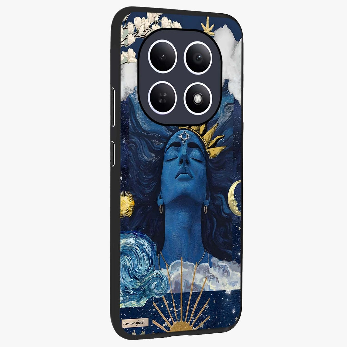 Aesthetic Lord Shiva Glass Case upright view showcasing powerful Lord Shiva artwork with devotional theme.