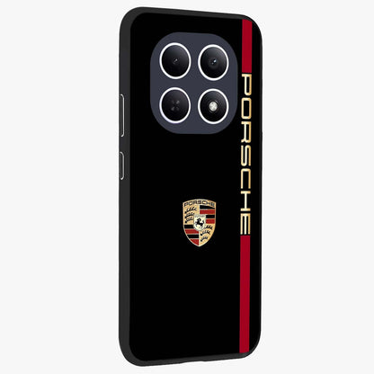 Black Minimal Porsche Glass Case upright view showcasing stylish automotive artwork with bold minimal theme.