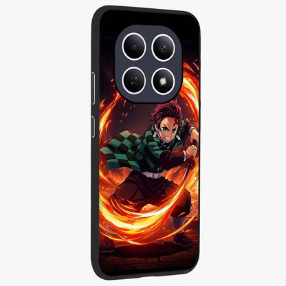 Blazing Sword Resolve Glass Case upright view showcasing dramatic warrior inspired artwork with intense visual style.