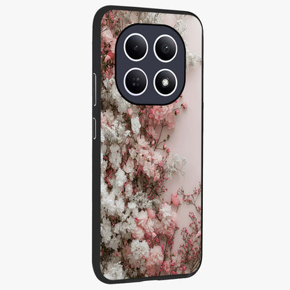 Blush Blossom Cloud Glass Case upright view showcasing calm floral cloud artwork with gentle dreamy theme.
