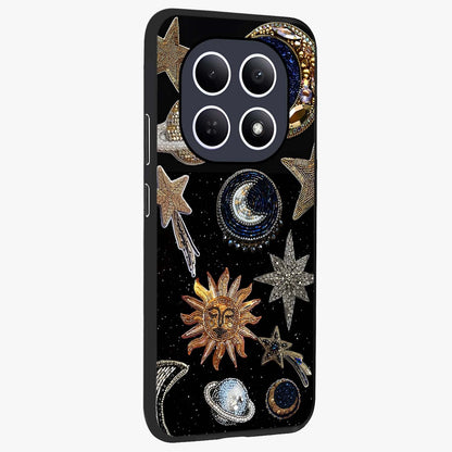 Celestial Gem Constellations Glass Case upright view showcasing cosmic constellation artwork with celestial aesthetic style.