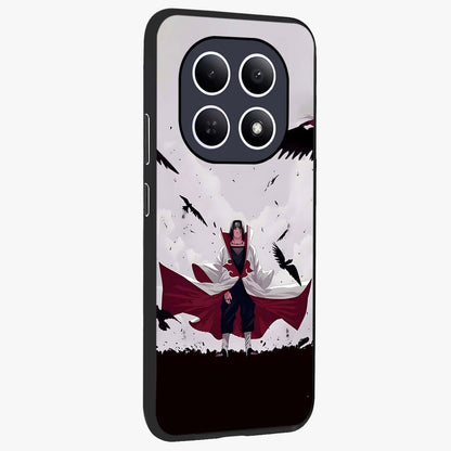 Crimson Crow Ascension Glass Case upright view showcasing dramatic crow artwork with bold gothic theme.