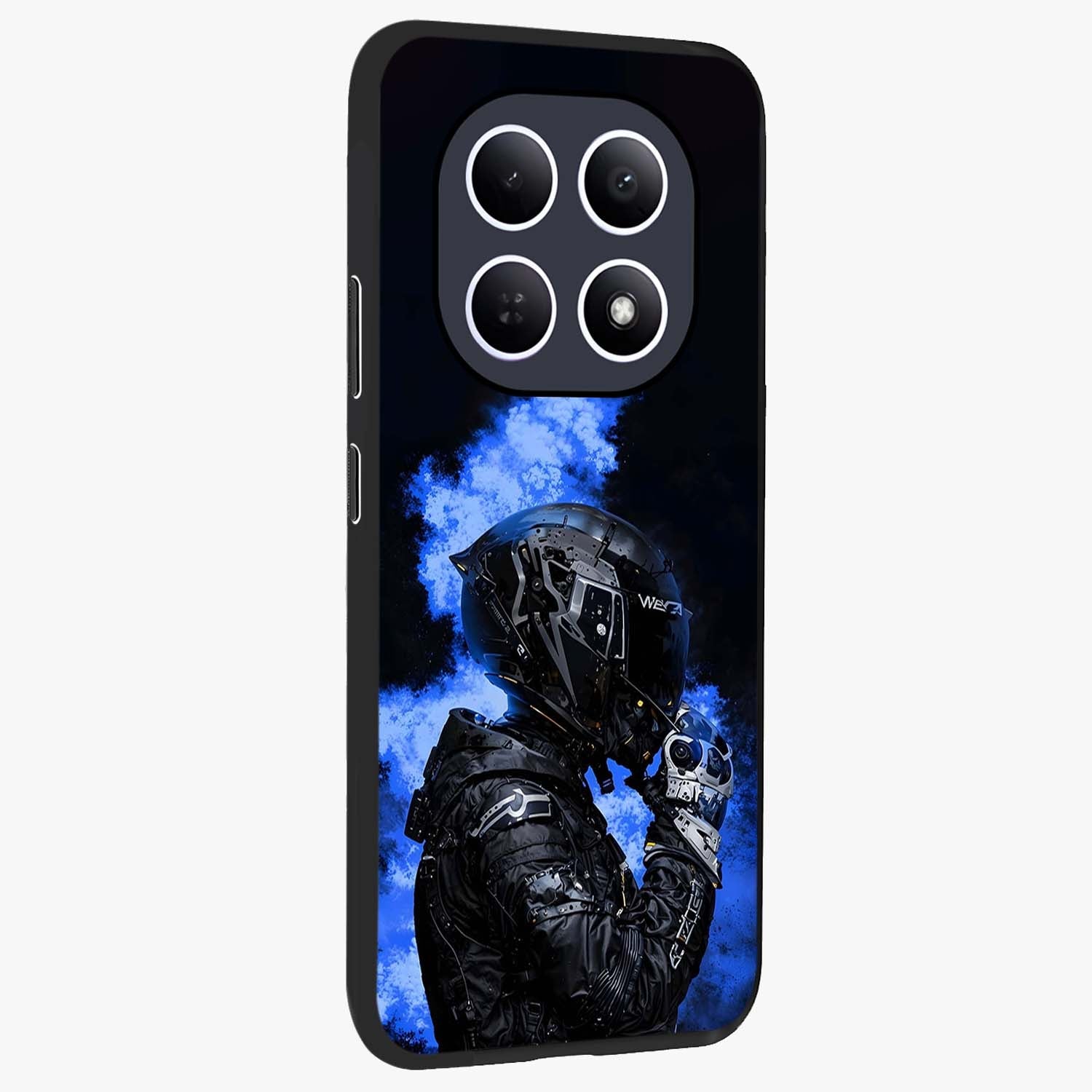 Cyber Sentinel Protocol Glass Case upright view showcasing advanced cyber sentinel artwork with futuristic tech theme.