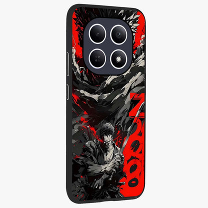 Demon Sword Resolve Glass Case upright view showcasing dramatic warrior artwork with intense battle theme.