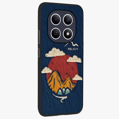 Dream Beyond Mountains Glass Case upright view showcasing beautiful mountain scenery with inspirational nature theme.