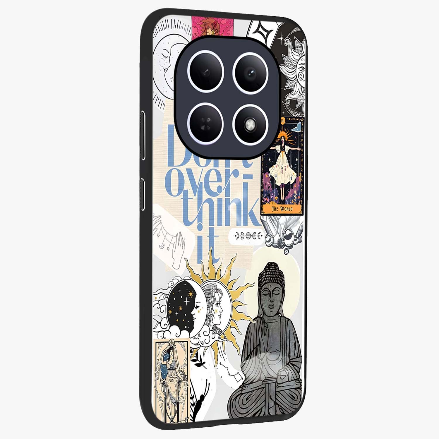 Ethereal Thoughts Glass Case upright view showcasing delicate artistic composition with peaceful dreamy theme.