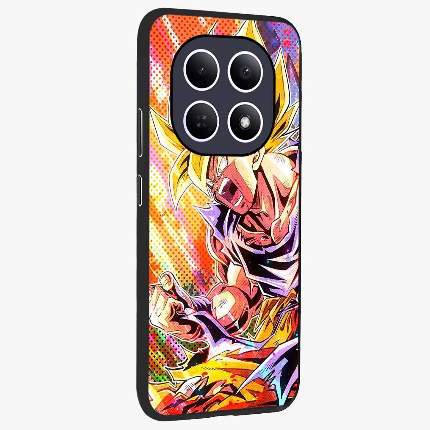Firing Goku Glass Case upright view showcasing energetic anime artwork with bold warrior theme.