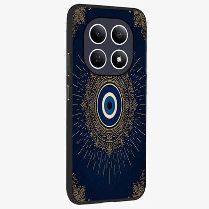 Golden Celestial Charm Glass Case upright view showcasing radiant celestial artwork with elegant golden theme.
