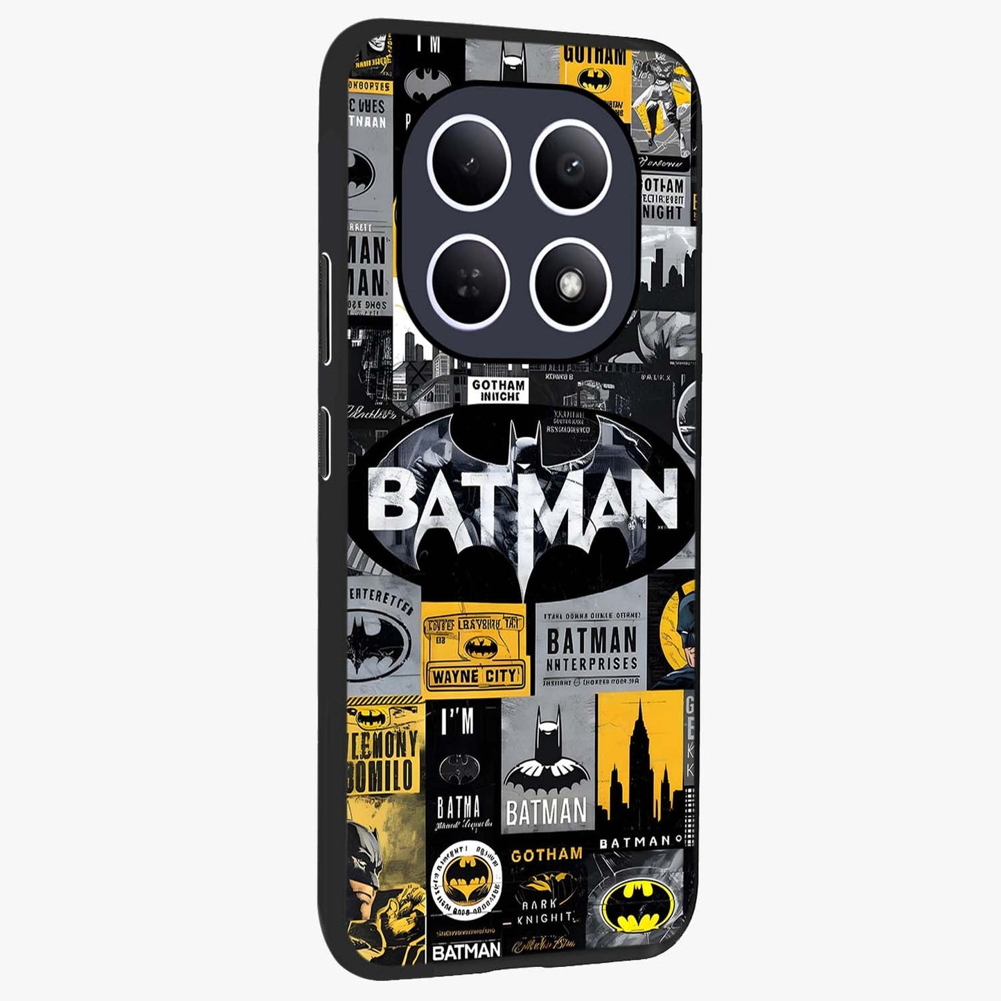 Knight Gotham Rise Glass Case upright view showcasing bold vigilante themed artwork with gothic city vibe.
