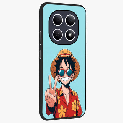 Luffy Summer Anime Vibe Glass Case upright view showcasing dynamic anime artwork with bright adventurous theme.