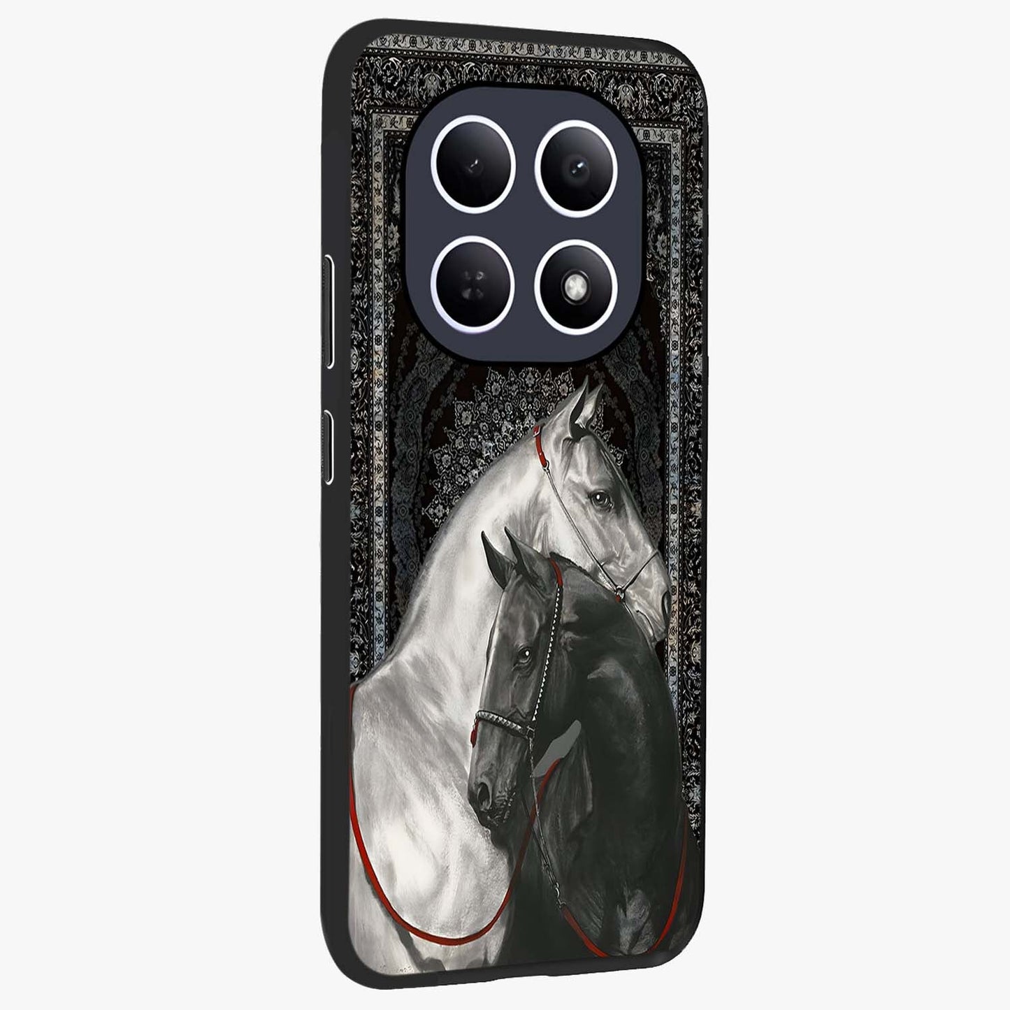 Majestic Ride Legacy Glass Case upright view showcasing dynamic ride inspired artwork with modern automotive theme.
