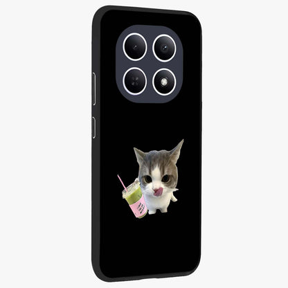 Matcha Cat Style Glass Case upright view showcasing charming cat artwork with cozy aesthetic theme.