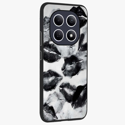 Midnight Kiss Marks Glass Case upright view showcasing stylish kiss mark artwork with trendy romantic theme.