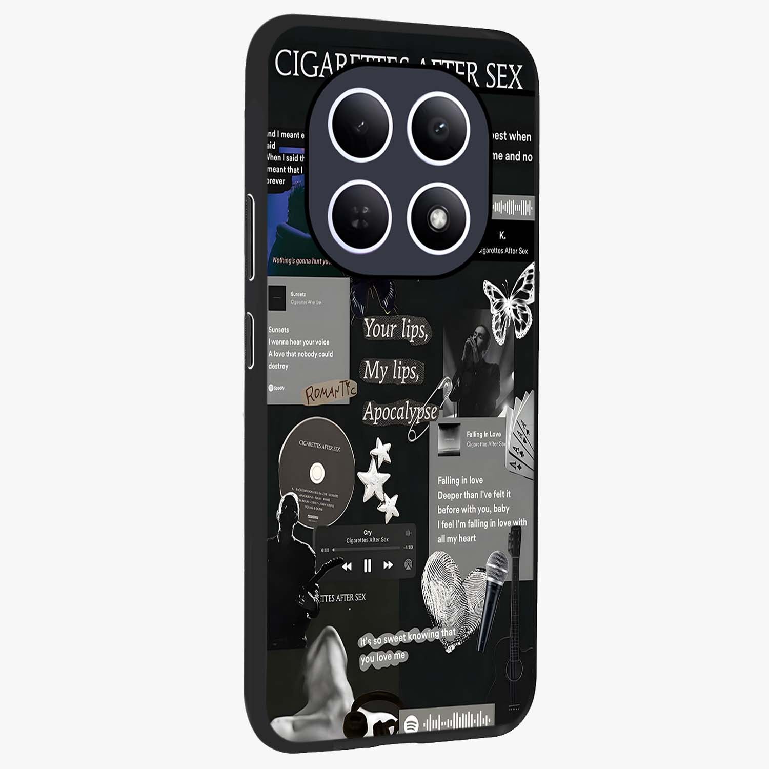 Midnight Love Echo Glass Case upright view showcasing expressive romantic artwork with dreamy midnight theme.
