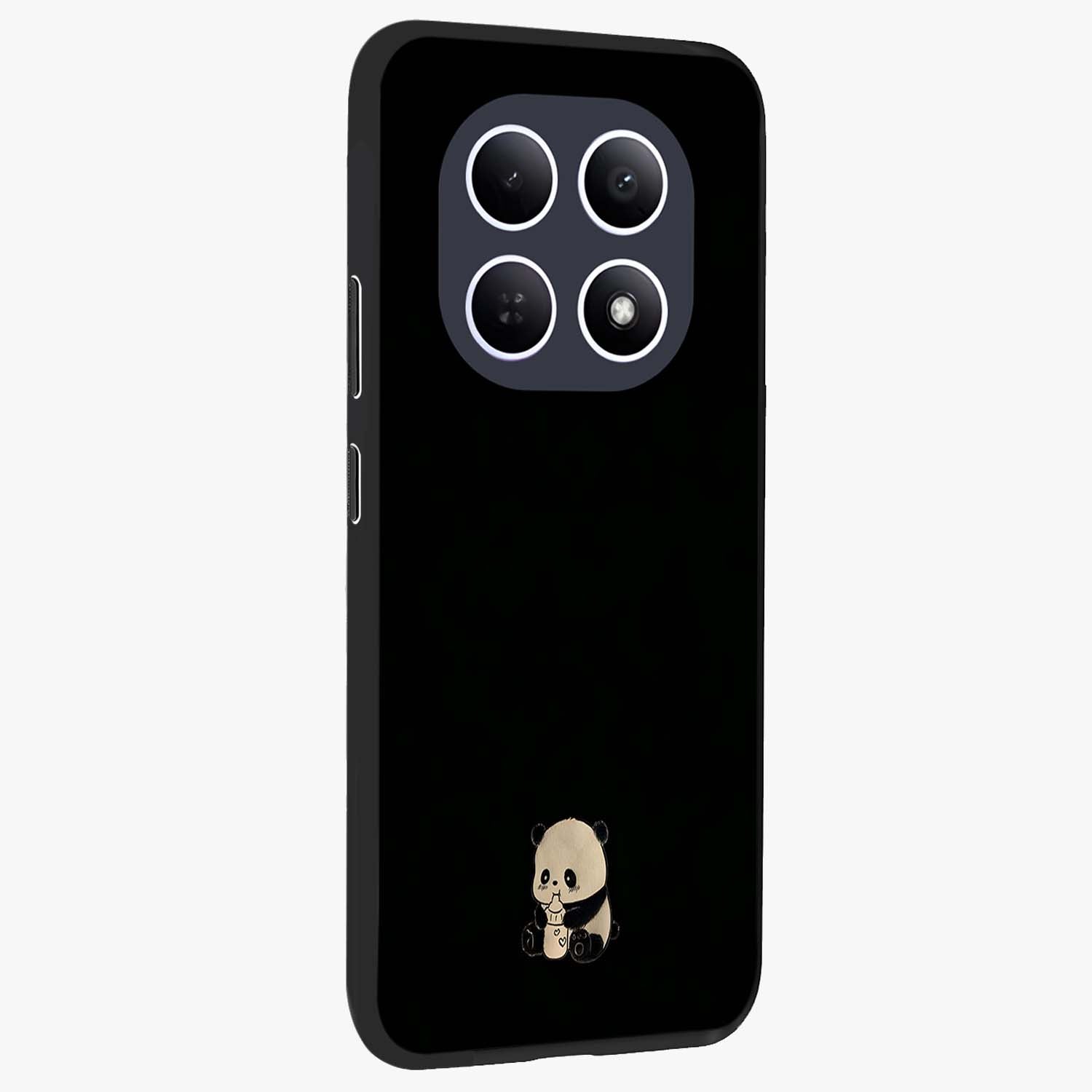 Midnight Panda Love Glass Case upright view showcasing charming panda artwork with playful romantic theme.