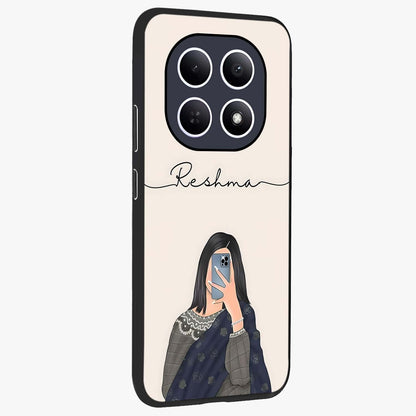 Mirror Mood Muse With Custom Name Glass Case upright view showcasing artistic mirror themed artwork with personalized aesthetic.