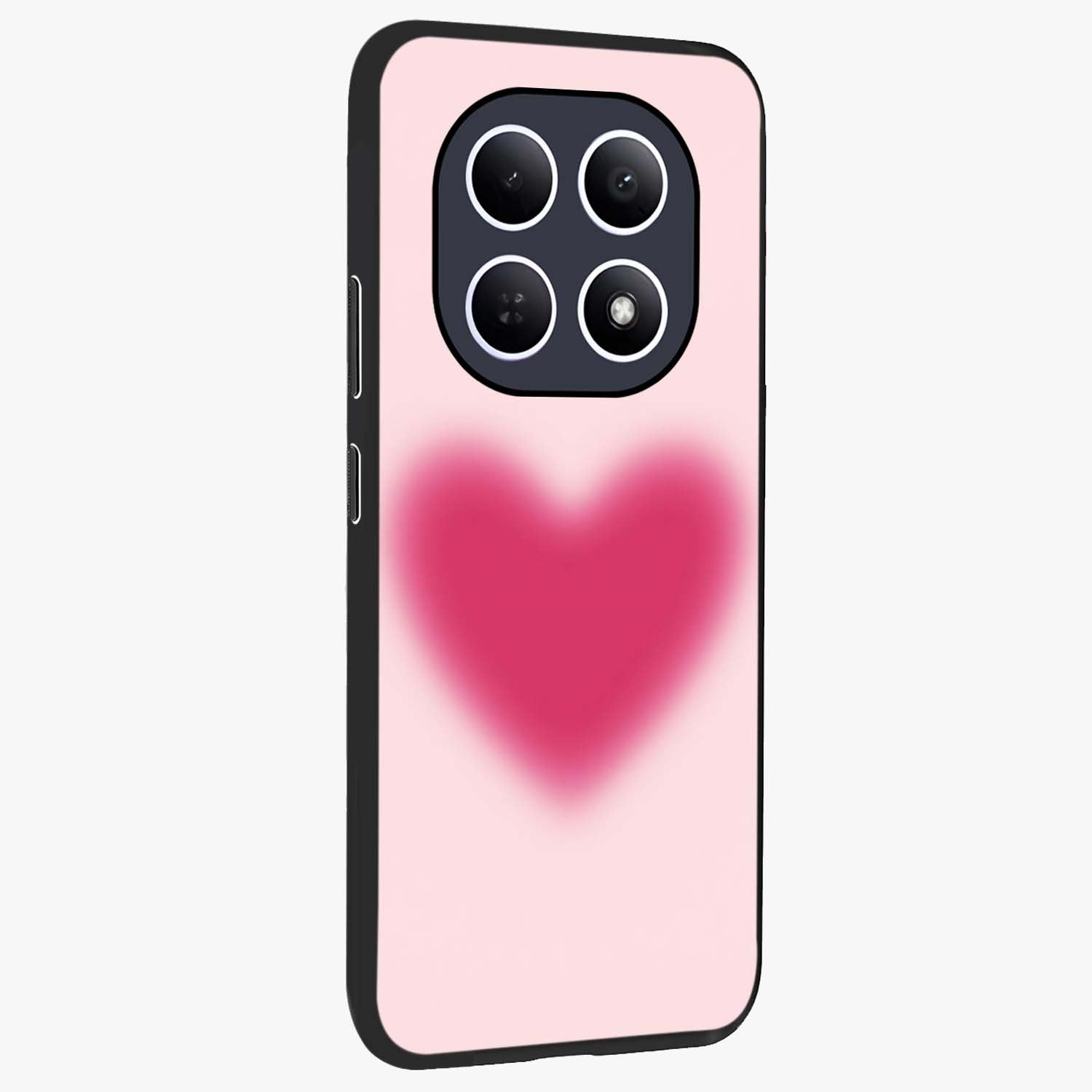 Pink Aura Heart Glass Case upright view showcasing romantic heart artwork with soft pastel theme.
