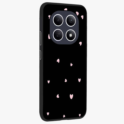 Pink Love Drops Glass Case upright view showcasing charming heart drop artwork with romantic playful theme.