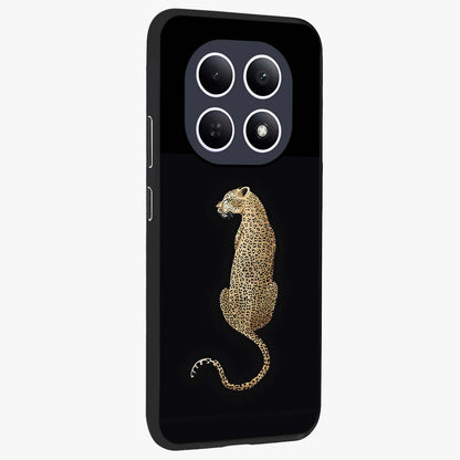 Regal Leopard Glass Case upright view showcasing striking leopard artwork with fierce wildlife theme.