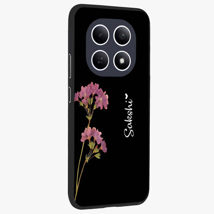 Riching Lavender Flower Custom Name Glass Case upright view showcasing elegant lavender floral artwork with personalized aesthetic.