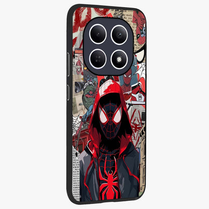 Spider Collage Street Glass Case upright view showcasing bold superhero artwork with urban street theme.