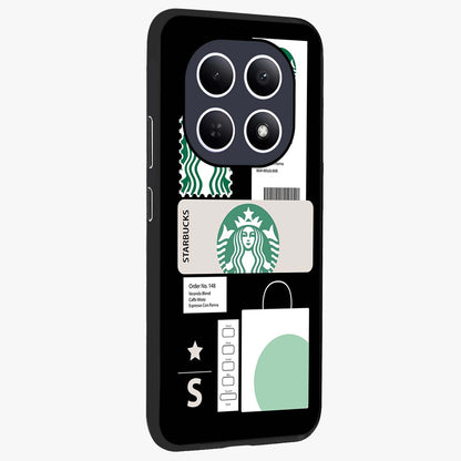 Starbucks Mocha Glass Case upright view showcasing trendy coffee inspired artwork with modern lifestyle theme.