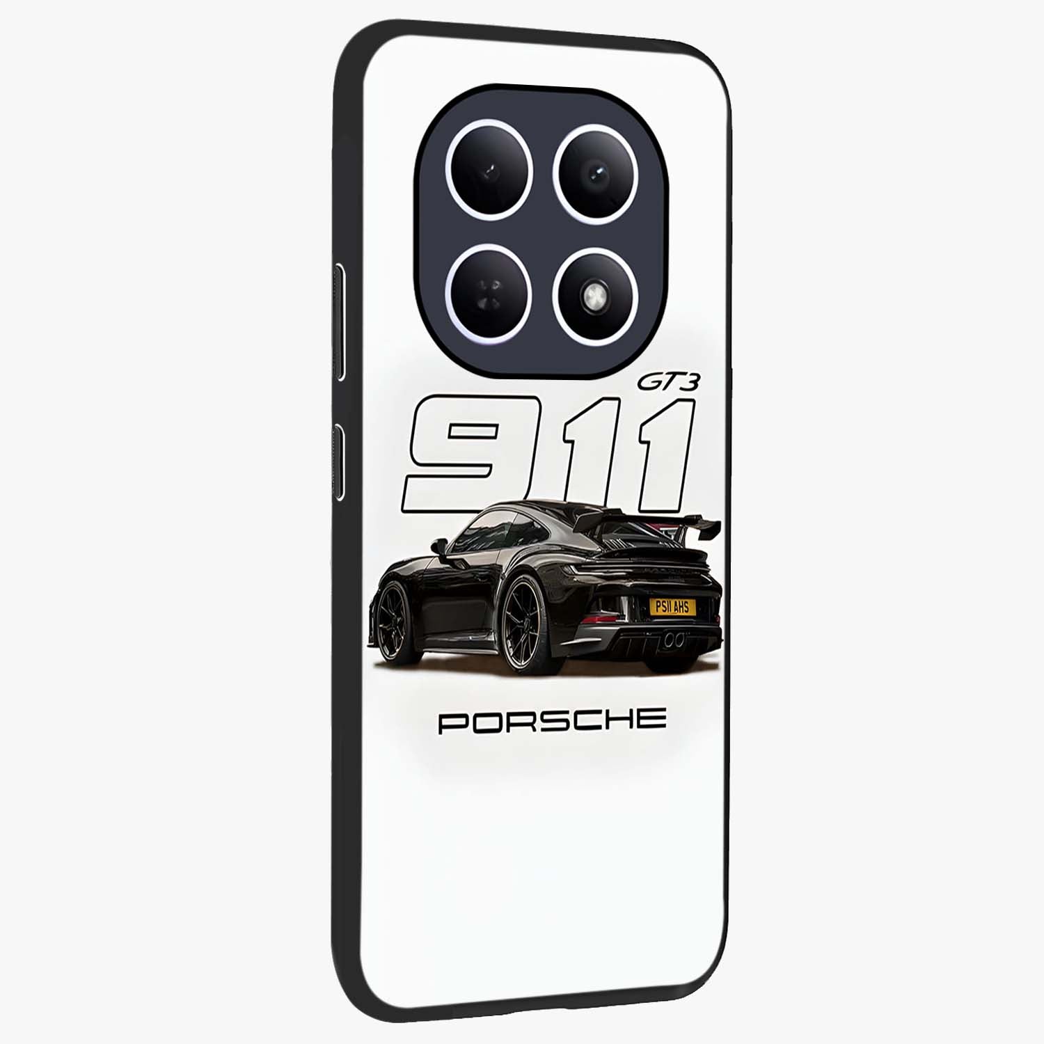 Turbo Legacy Icon Glass Case upright view showcasing bold racing inspired artwork with classic car theme.